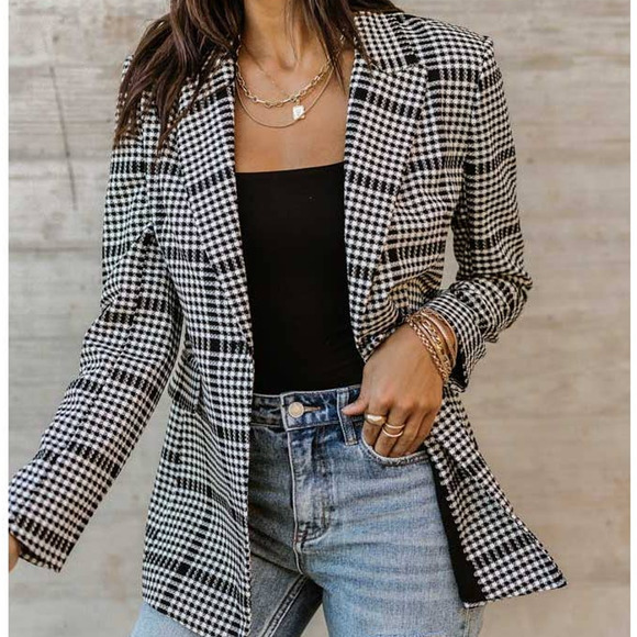 Bohme Jackets & Blazers - Bohme Jericho Plaid Houndstooth One Button Blazer-S